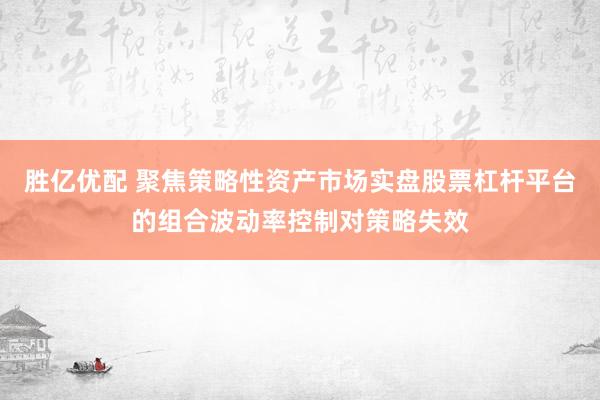 胜亿优配 聚焦策略性资产市场实盘股票杠杆平台的组合波动率控制对策略失效