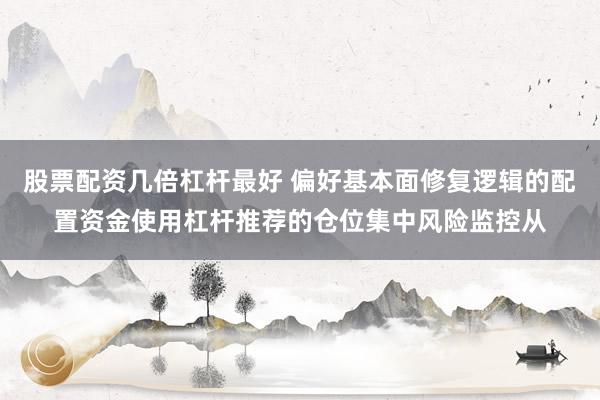 股票配资几倍杠杆最好 偏好基本面修复逻辑的配置资金使用杠杆推荐的仓位集中风险监控从